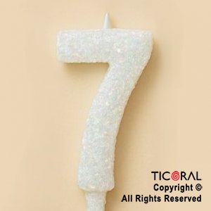 VELA NUMERAL CHICO 5.5 CM CON GIBRE BLANCO NUMERO 7 x 1